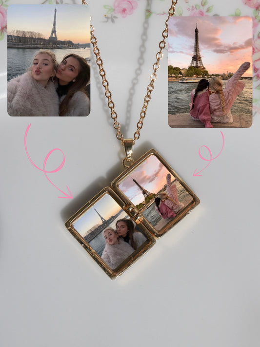 White Mystic Book Eye Personalized Photo Locket Necklace