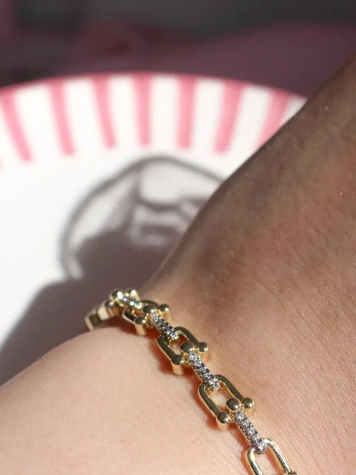 Stone And Row Horseshoe Bracelet