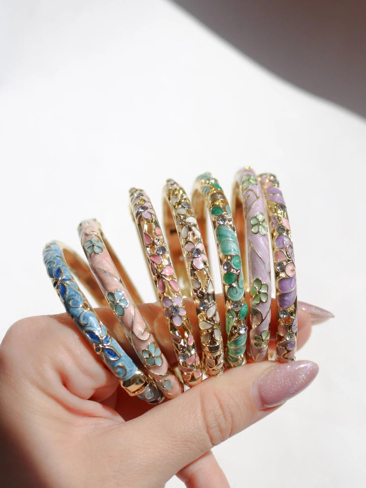 Colorful Flower Enamel Cuff Bracelet Vol. 4