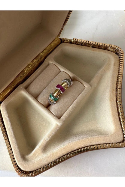 Multicolored Silver Ring 925 Sterling