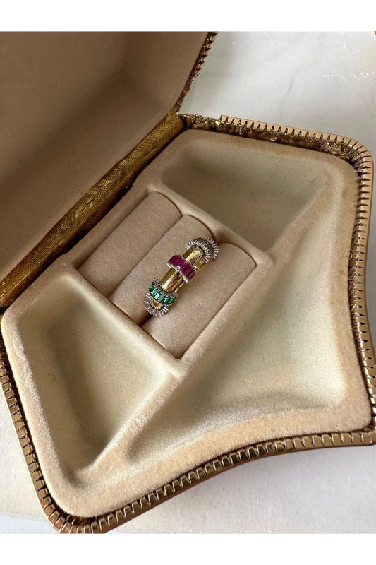 Multicolored Silver Ring 925 Sterling