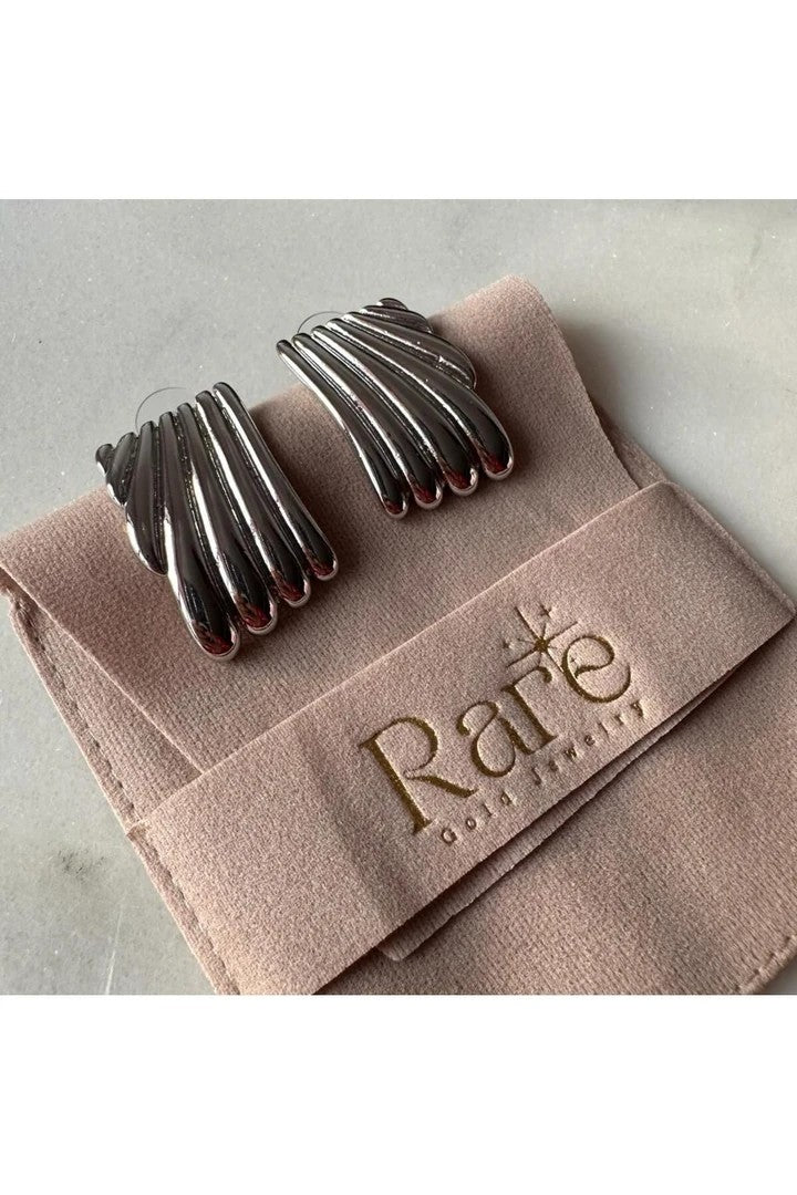 Large Rectangular Brass Stud Earrings