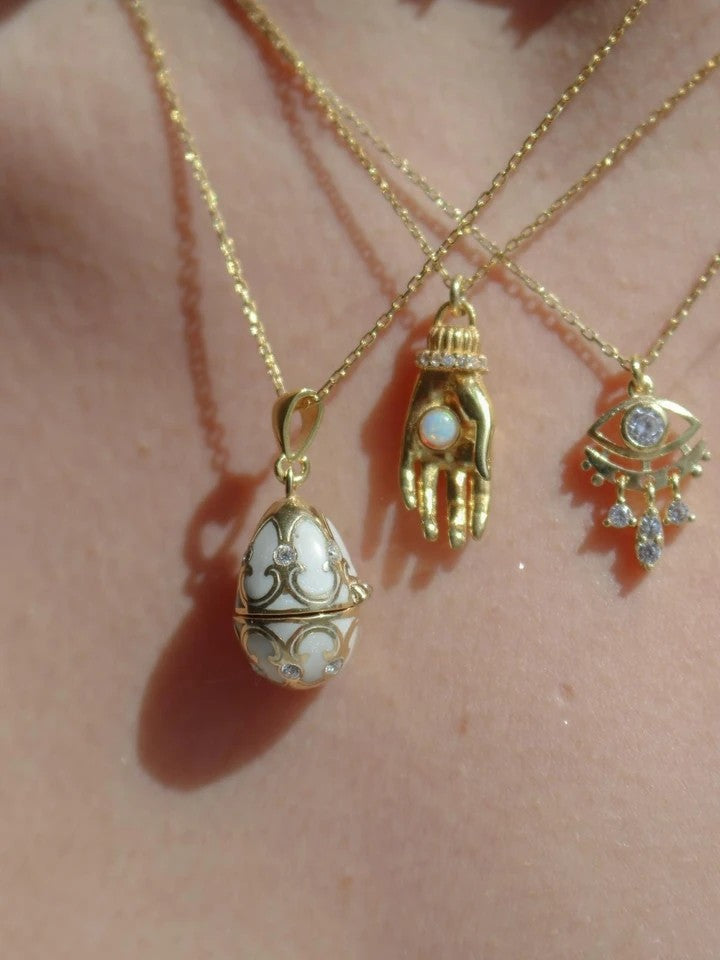 White Chick Easter Necklace 925 Sterling Silver