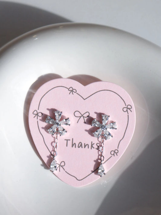 White Daisy 925 Silver Earrings