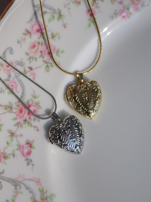 Novelle Bow Heart Personalized Photo Locket Necklace