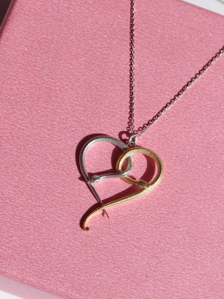 Snake Heart 925 Silver Necklace