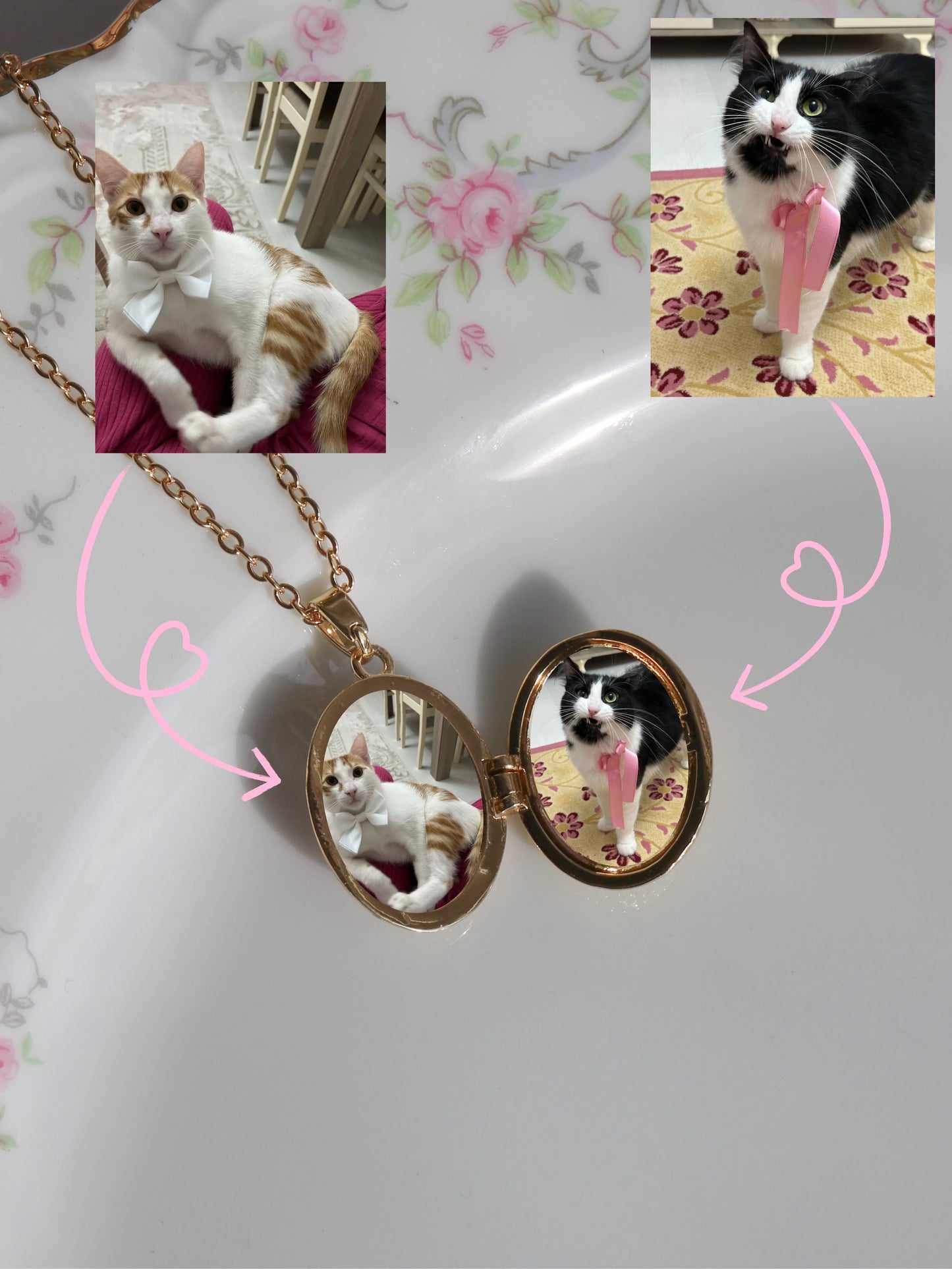 Pink Butterfly Personalized Photo Locket Necklace