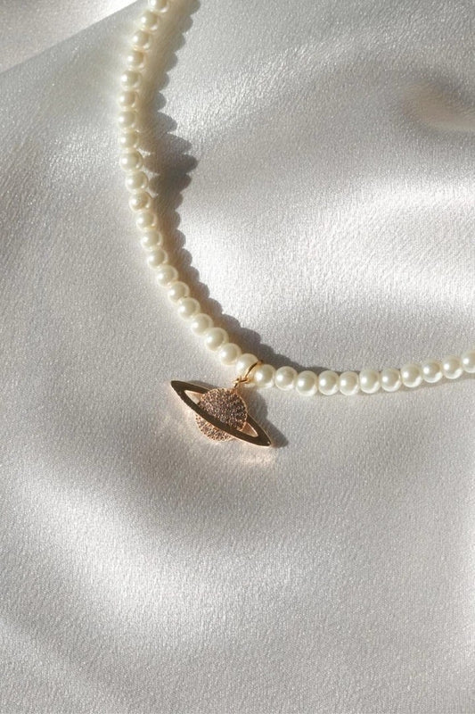 Saturn Glass Pearl Choker-Necklace