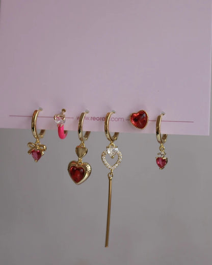 Red Love Earring Set