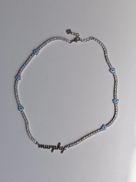 Evil Eye Bead Personalized Name 925 Silver Waterway Necklace