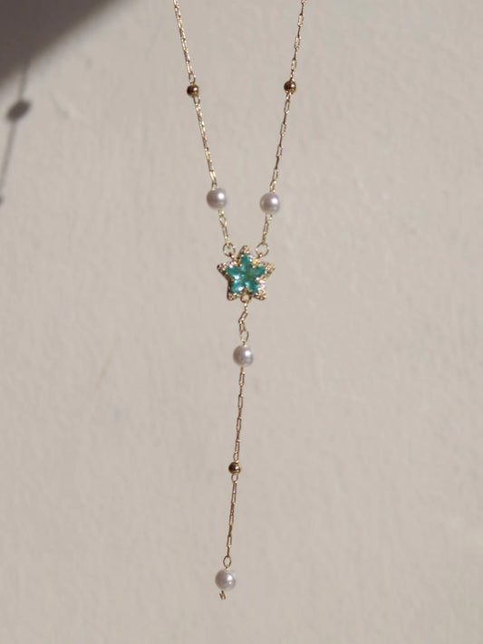 Blue Star Y Necklace