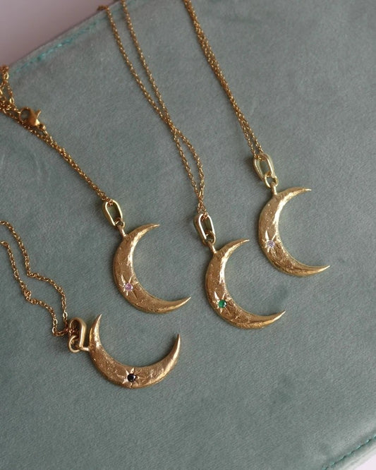 The Moon Necklace - Steel Chain