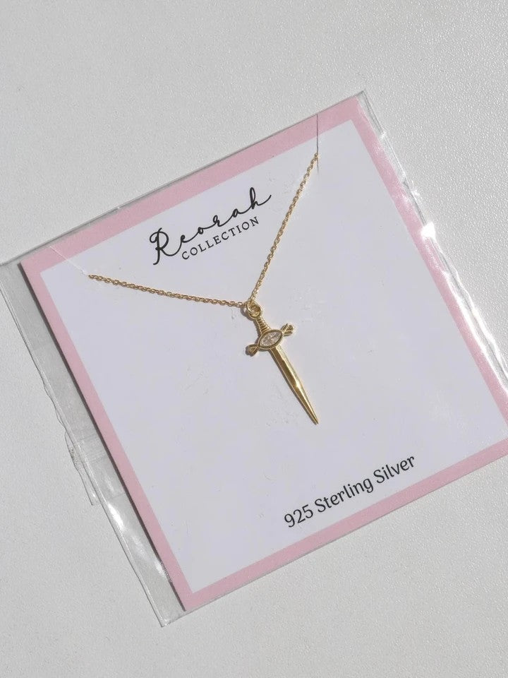 Crystal Sword 925 Silver Necklace