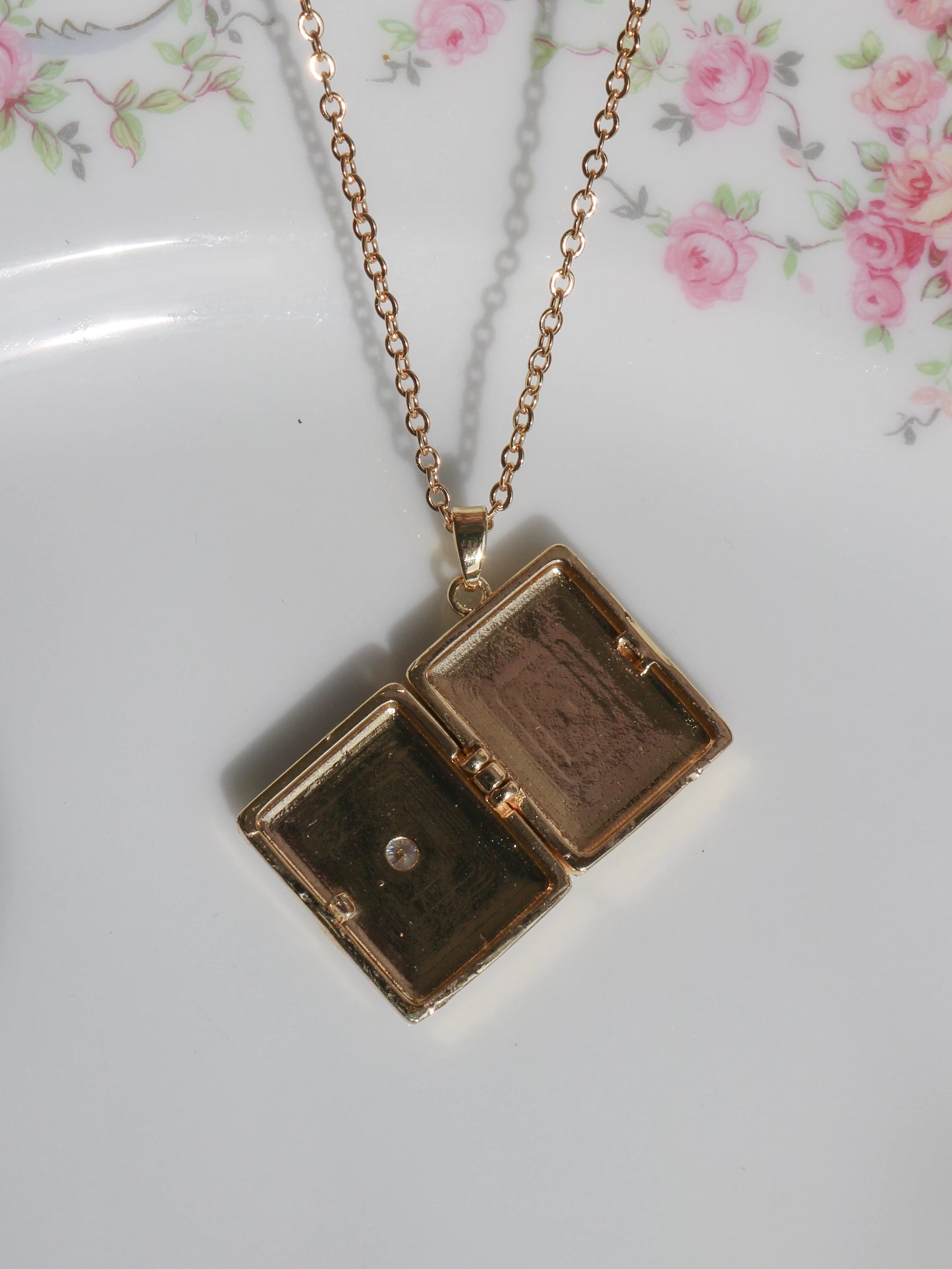 White Mystic Book Eye Personalized Photo Locket Necklace