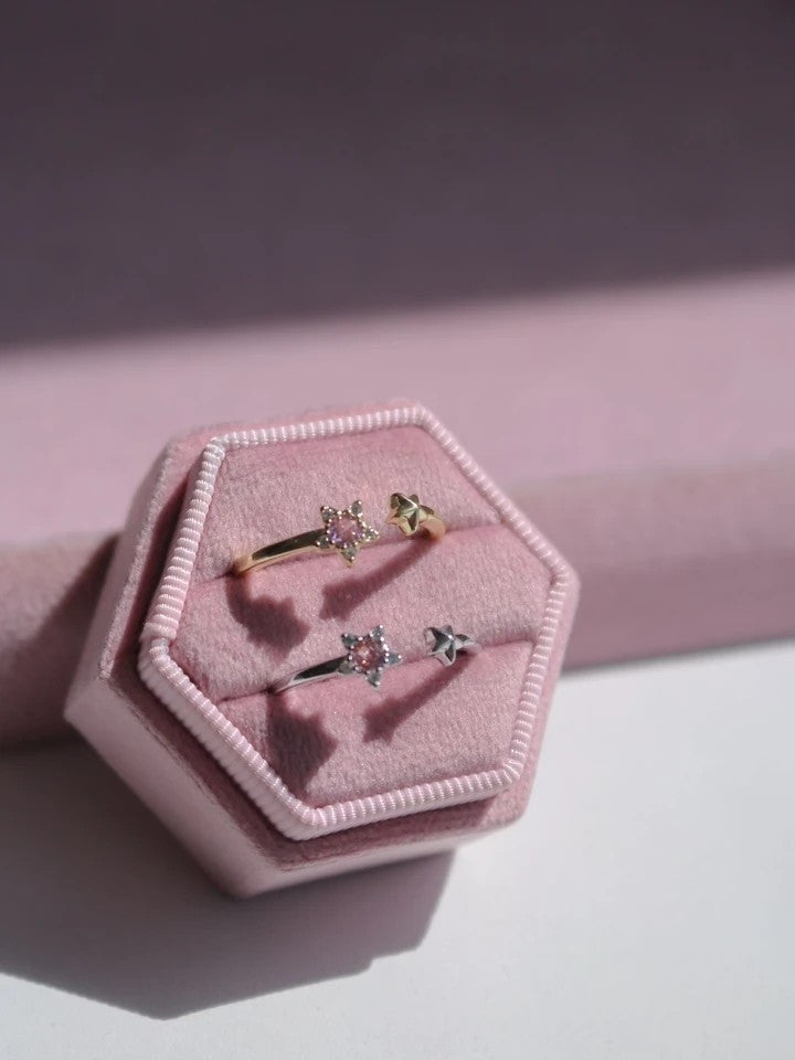 Double Pink Star Ring