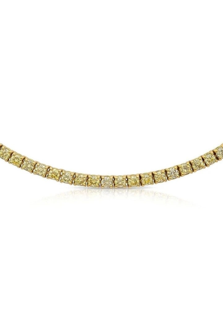 Yellow Zircon Stone Waterway Necklace - gold