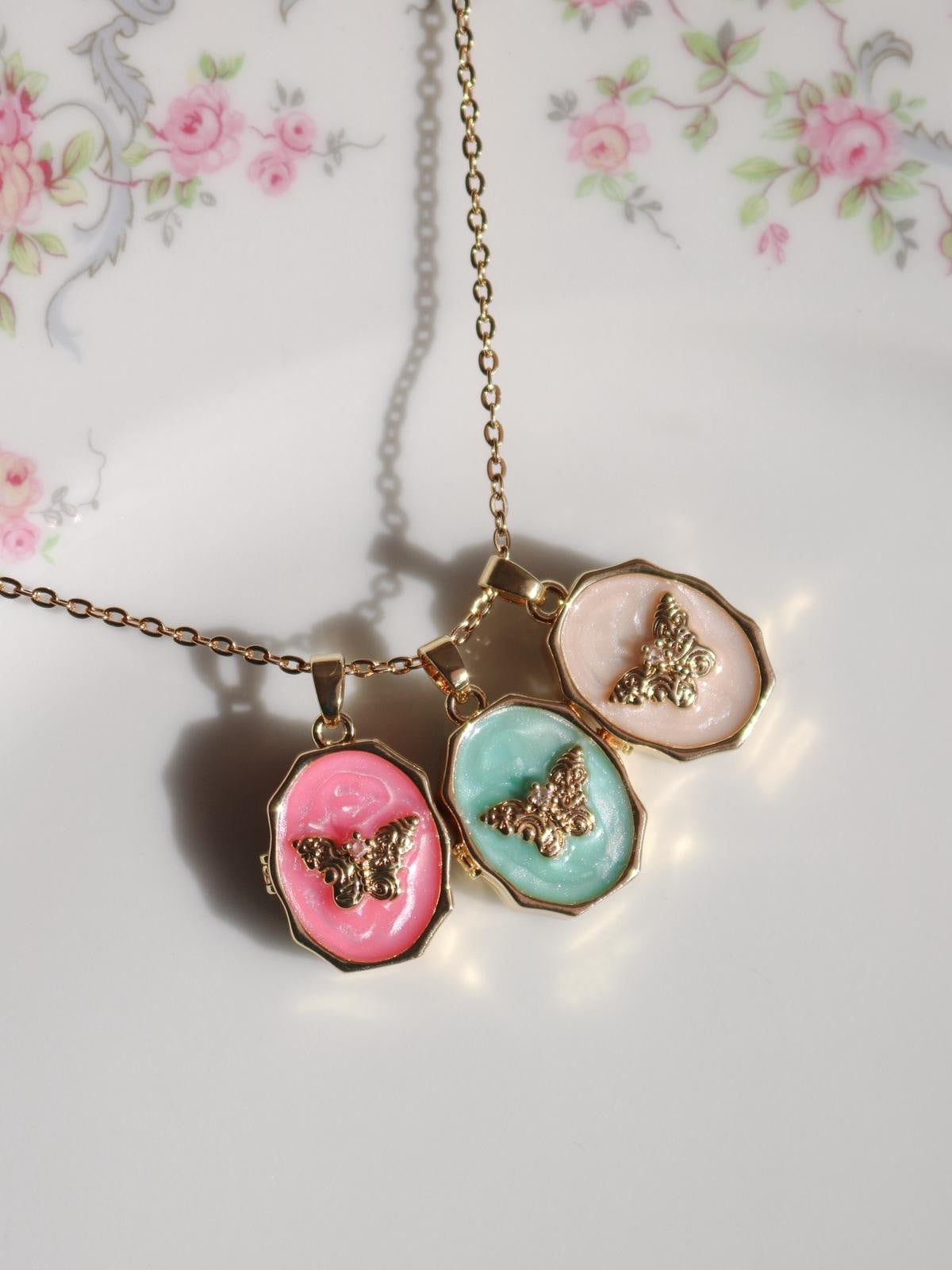 Butterfly Aura Personalized Photo Locket Necklace