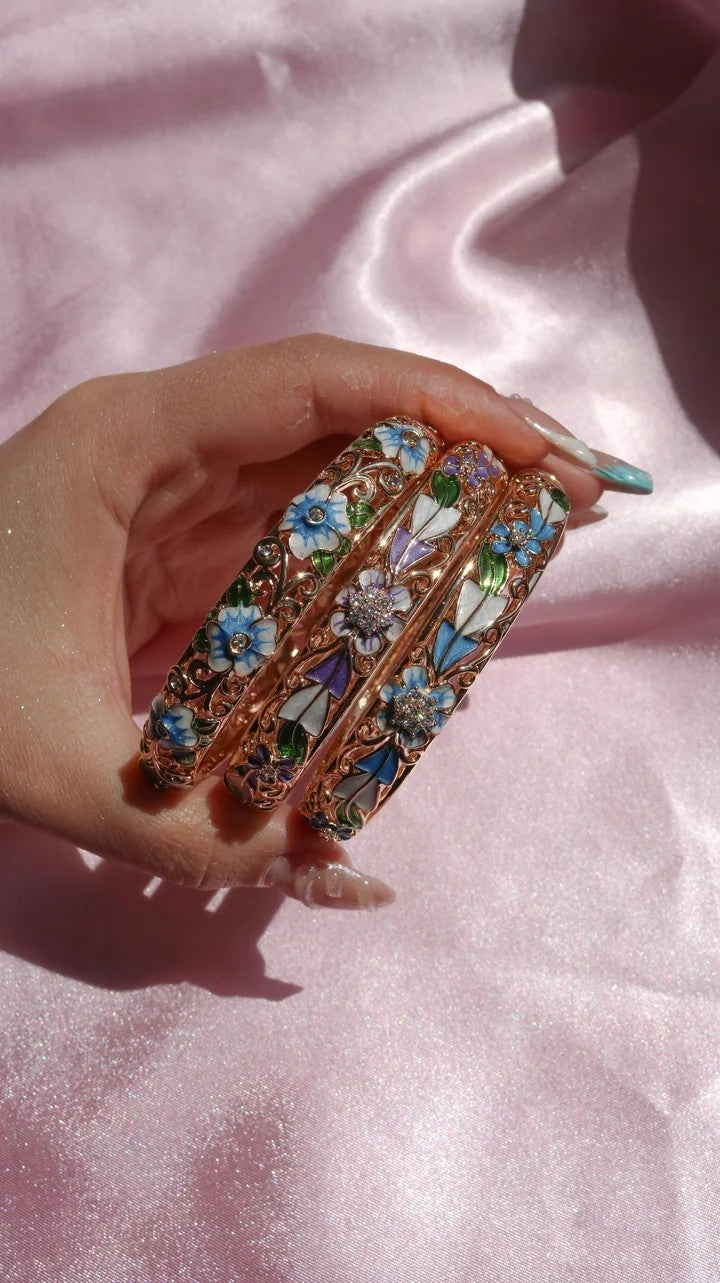 Enamel And Stone Flower Bracelet