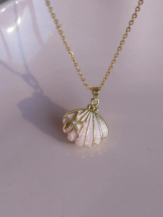 Pink Star Shell Personalized Photo Locket Necklace