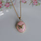 Pink Butterfly Personalized Photo Locket Necklace