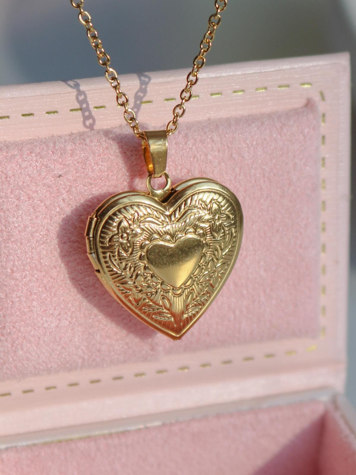 Floral Heart Personalized Photo Locket Necklace