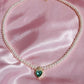 Ariel Crown Heart Pearl 925 Silver Necklace