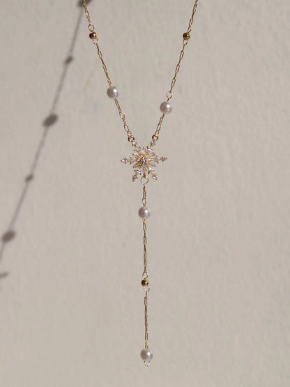 Frozen Snowflake Y Necklace