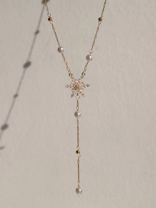 Frozen Snowflake Y Necklace