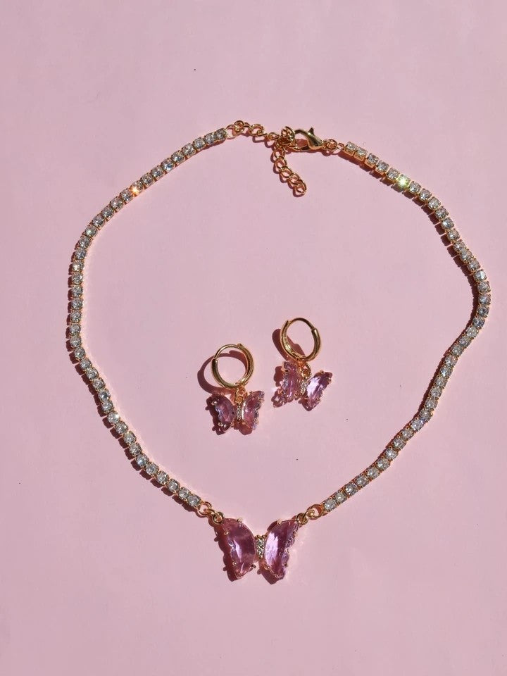 Butterfly Waterway Choker-Earring-Ring Set