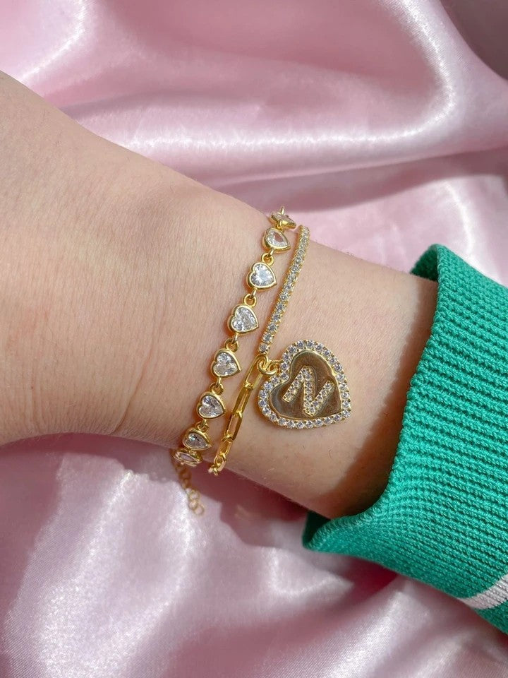 Heart Letter Waterway 925 Silver Bracelet