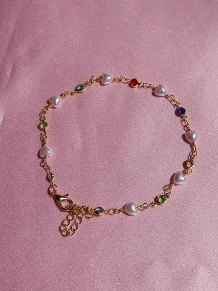 Heart-Shaped Colorful Anklet
