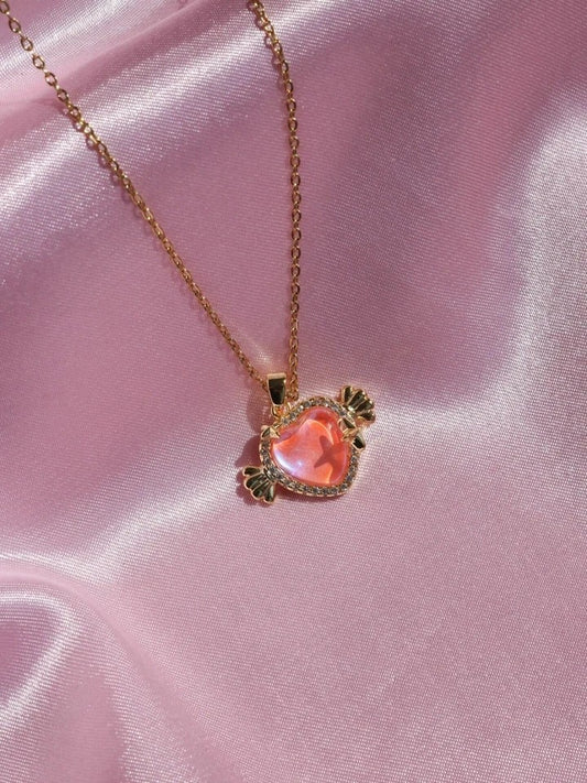 Coral Heart Necklace Steel