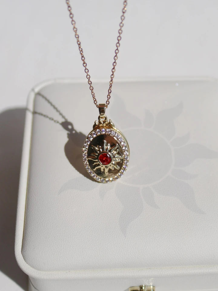 Solar Flame Personalized Photo Locket Steel Necklace