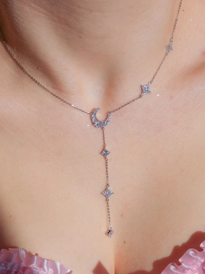 Moon And Stars 925 Silver Necklace