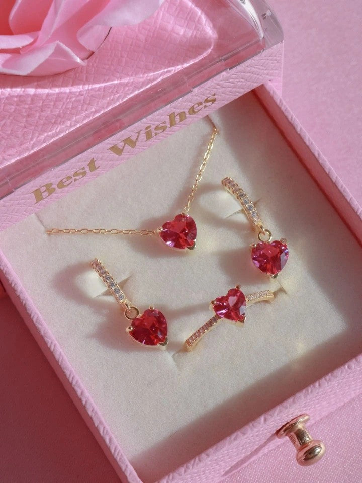 Aurora 925 Sterling Silver Necklace - Earring - Ring - Set