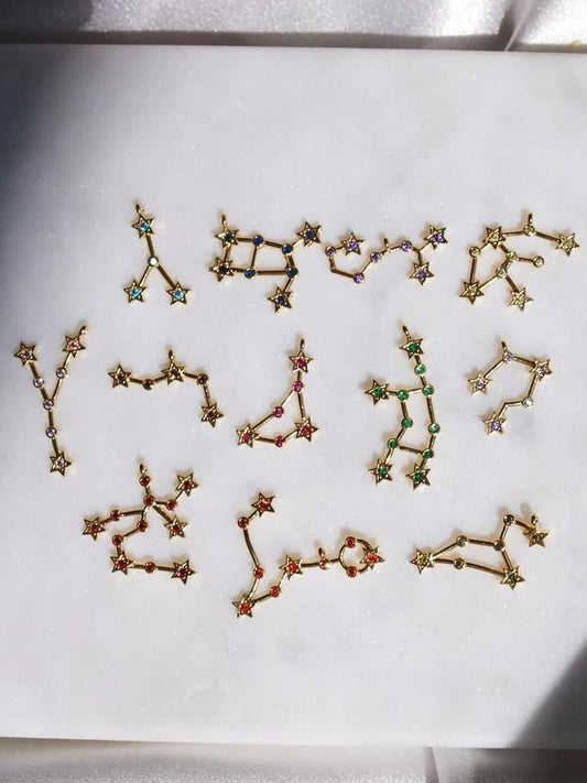 Zodiac Sign Star Map Birth Month Stone Necklace