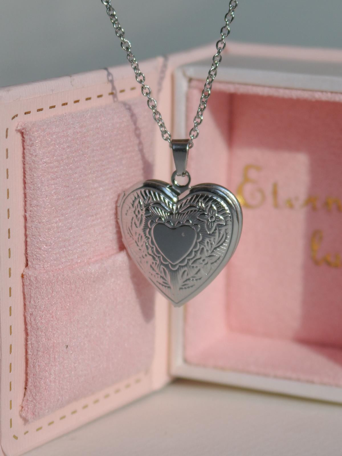 Floral Heart Personalized Photo Locket Necklace