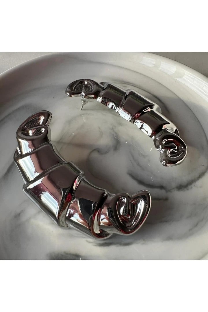Large Croissant Metal Stud Earrings