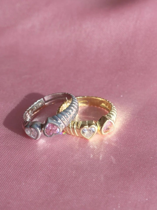 Double Heart 925 Silver Ring