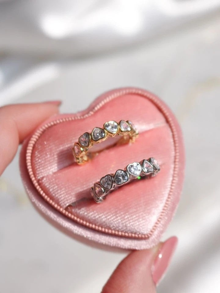 Inverted Zircon Heart 925 Silver Ring