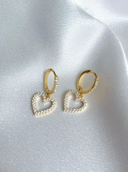 Zircon Stone Heart Earrings