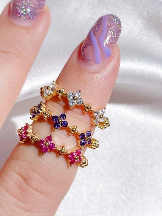 Flower Tiara 925 Silver Ring