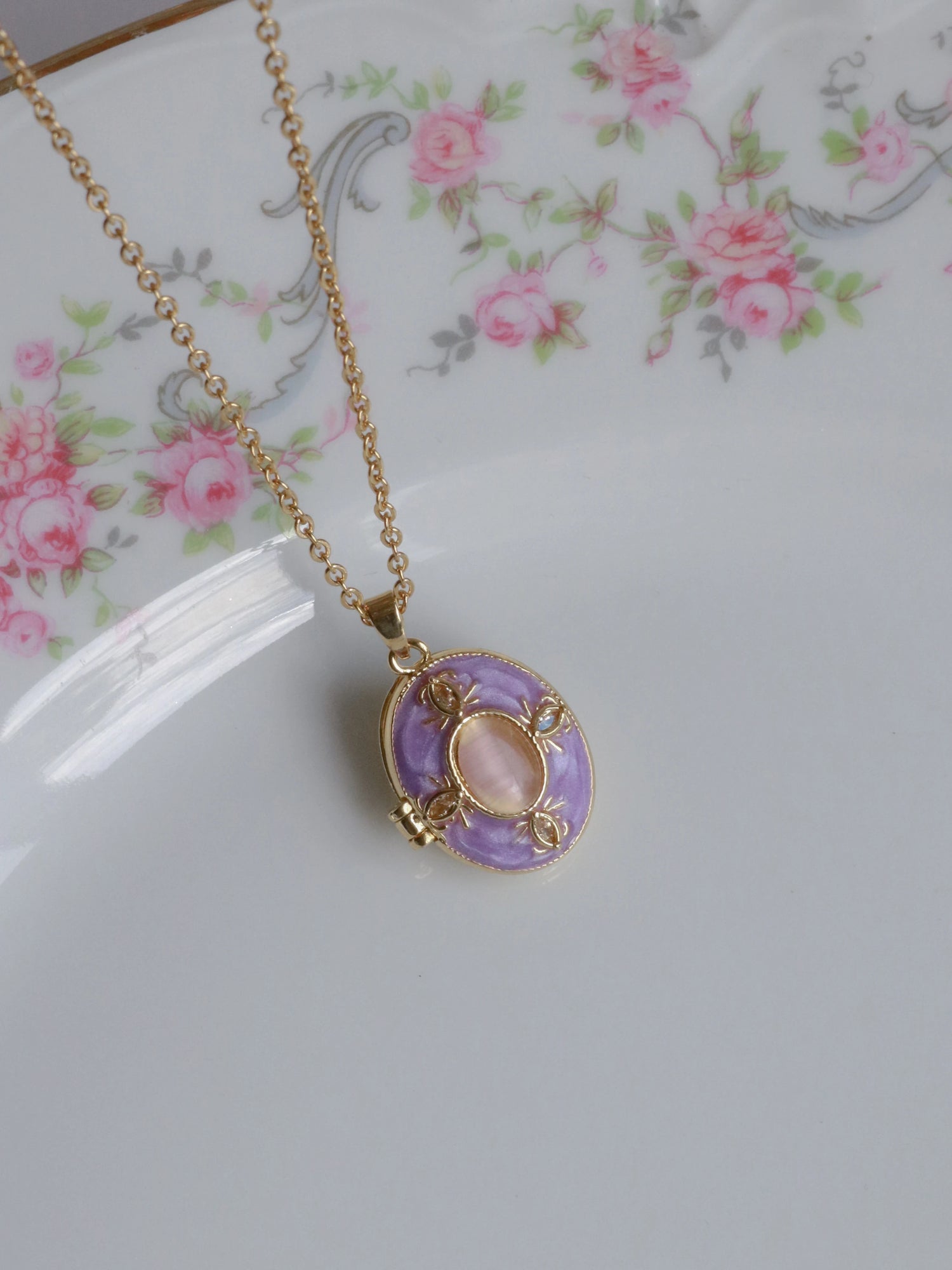 Purple Crimson Glow Personalized Photo Locket Necklace