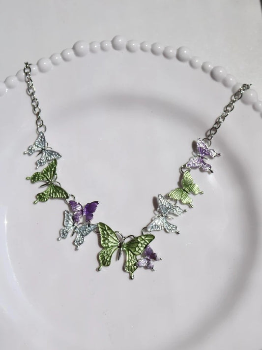 Green Fairy Butterfly Wings Necklace