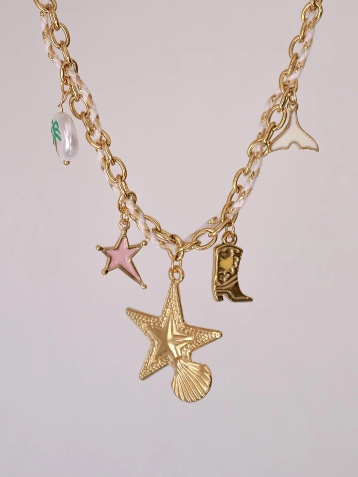 Cowboy Star Macrame Steel Necklace