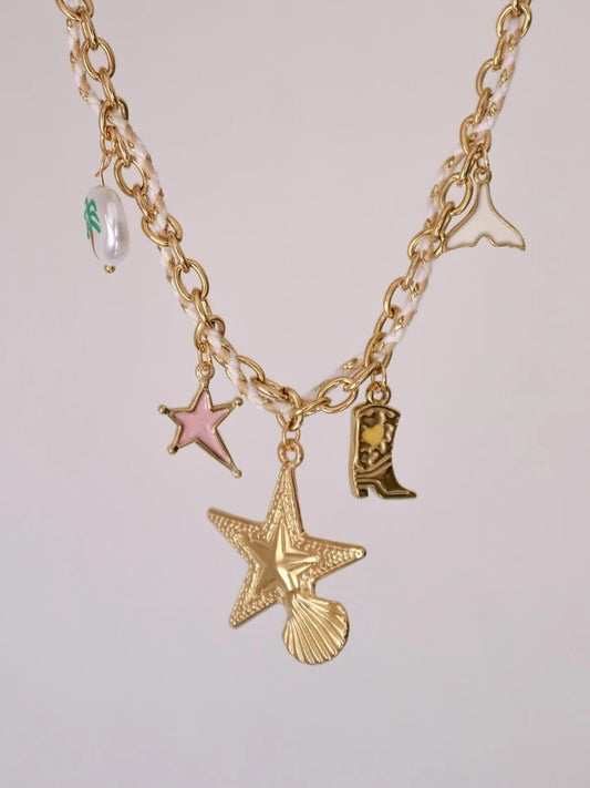 Cowboy Star Macrame Steel Necklace