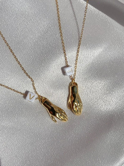 Hold My Hand Initial Magnet Necklace