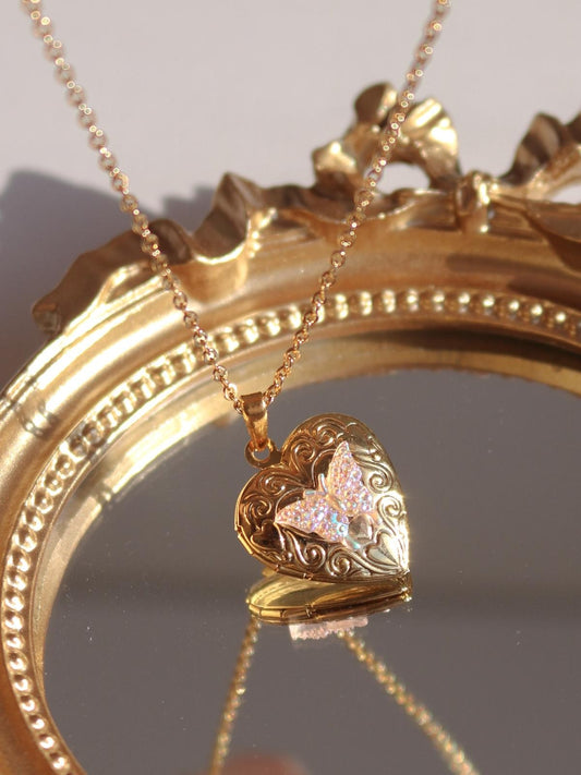 Sparkling Heartwing Personalized Photo Locket Necklace