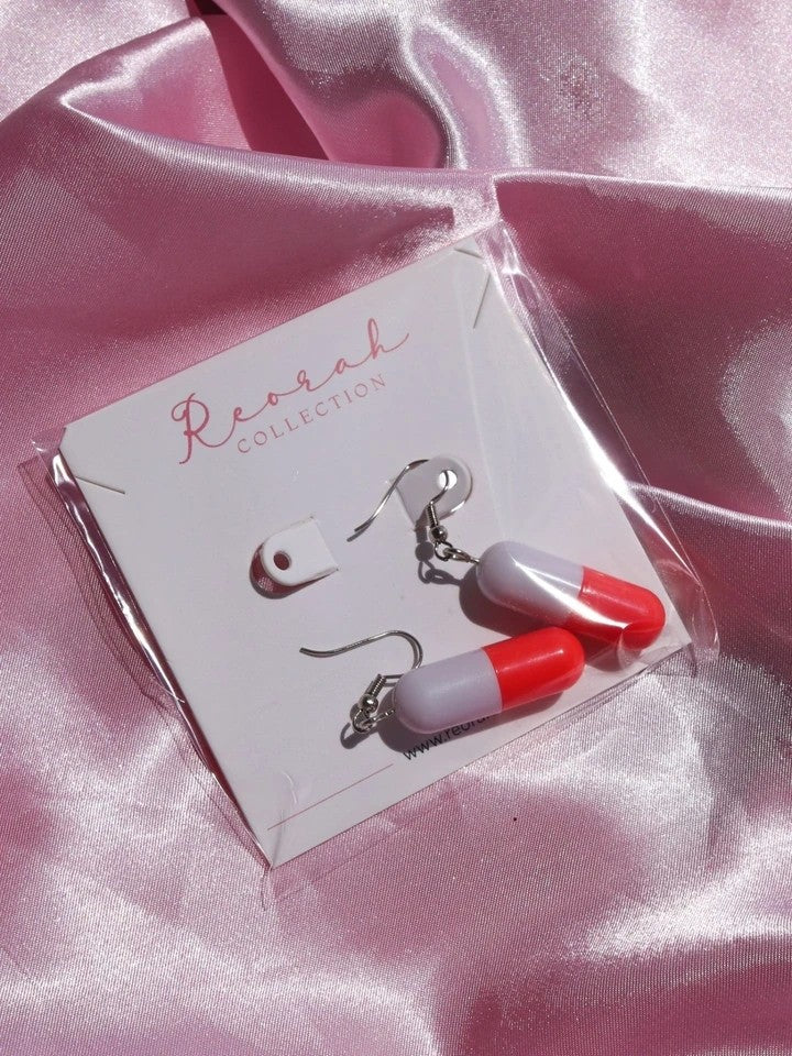Pill-Shaped Lipstick Earrings
