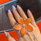 Orange Floral Grace Ring And Bracelet Set